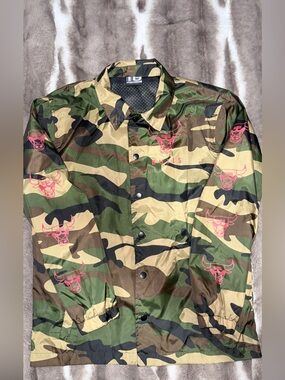 NBA Camo Jacket with red Bulls Logo